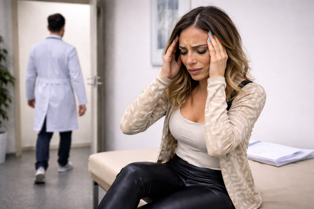 жена в лекарски кабинет с болка след гръдни импланти, лекарят си тръгва и я оставя без помощ